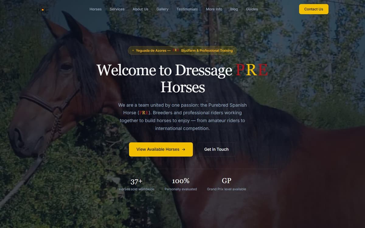 Web Dressage Pre Horses, caballos Pura Raza Española