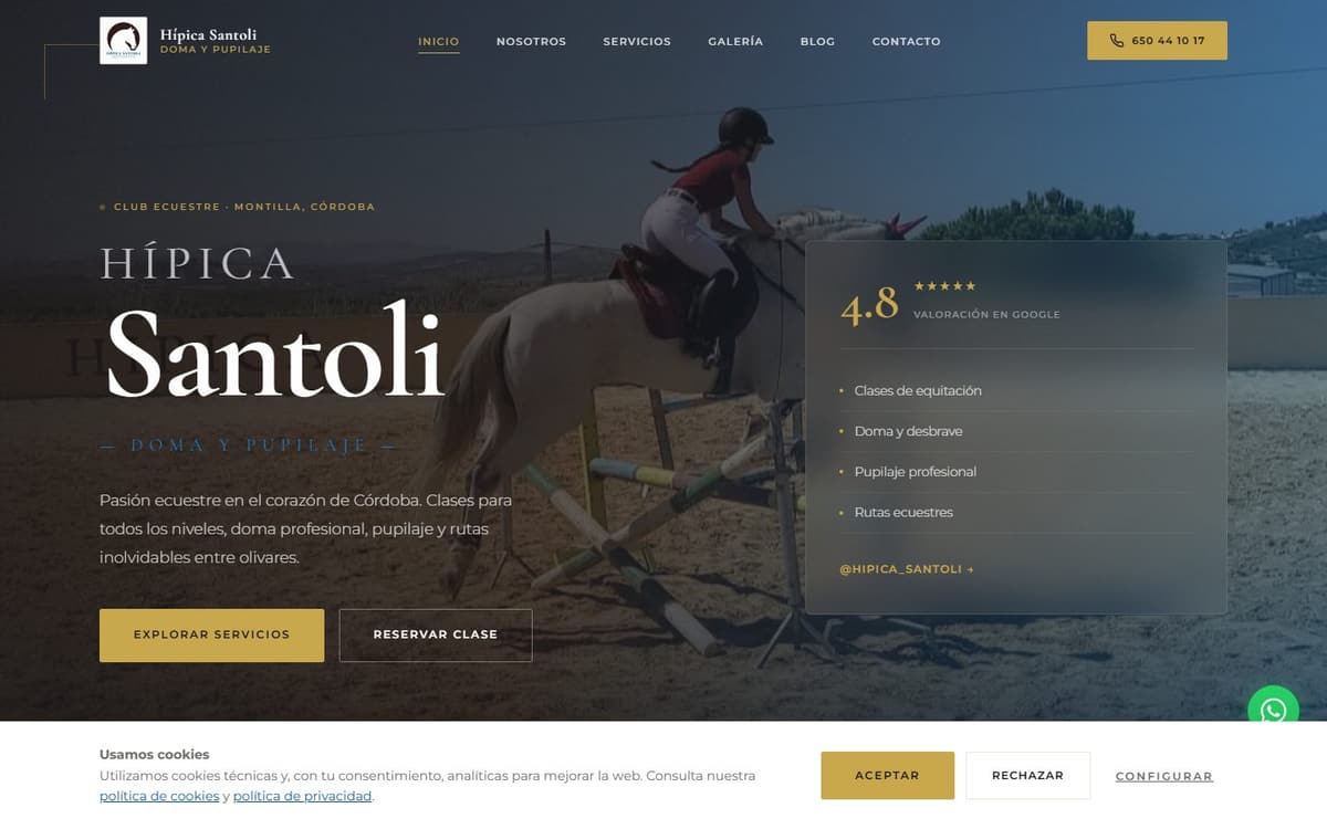 Web Hípica Santoli, club ecuestre en Montilla, Córdoba