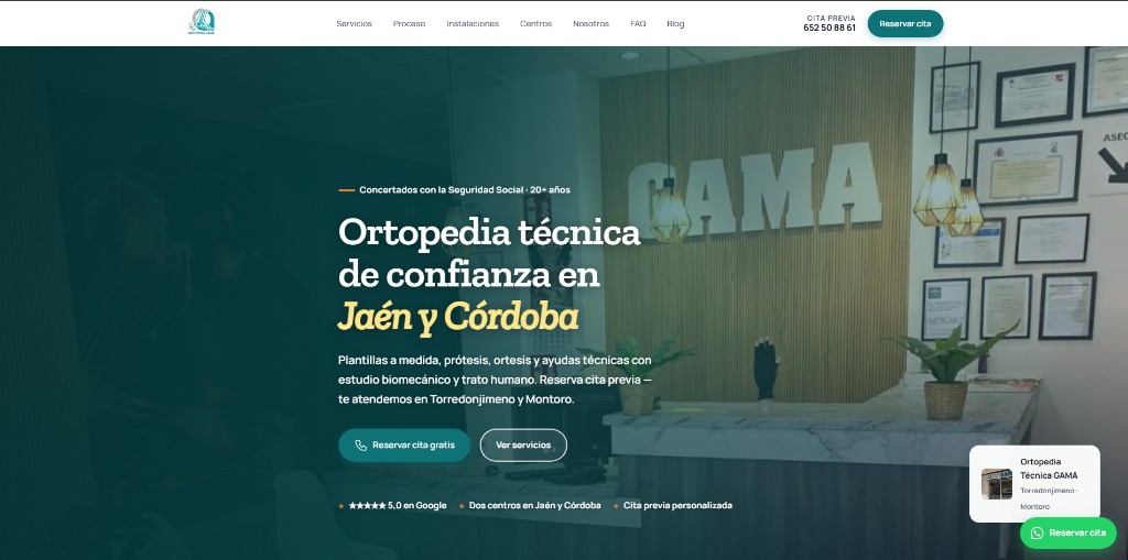 Hero de ortopediagama.es, ortopedia técnica en Jaén y Córdoba con reserva de cita